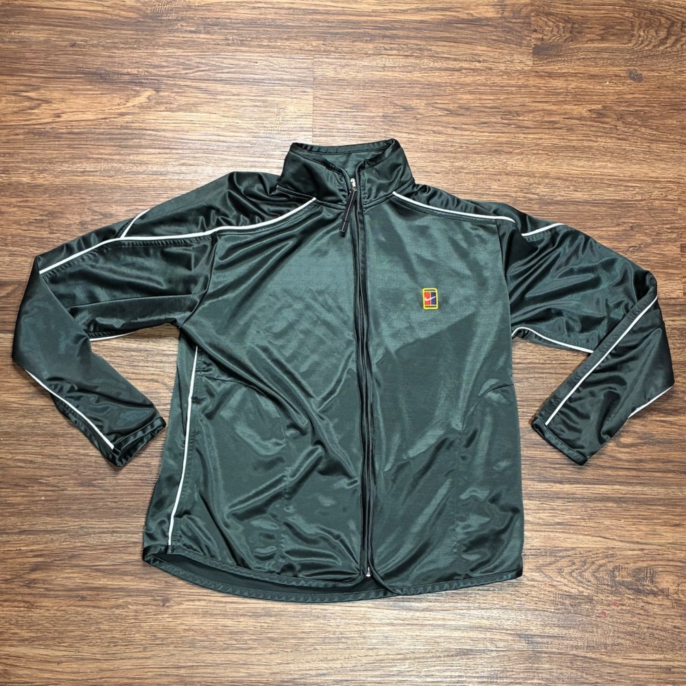Vintage Nike Court Tennis Track Jacket Mens M Green Full Zip Nike Fit Y2K